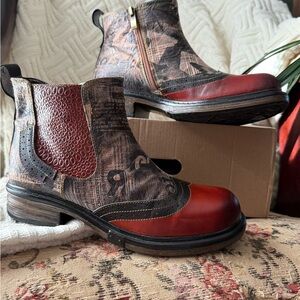 Stylish Red and Brown Ankle Boots